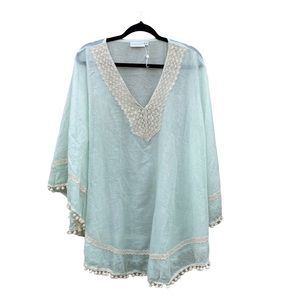 COPY - Shiraleah Chicago ROMI COVER-UP, Teal blue with string tie NWOT, swimwear